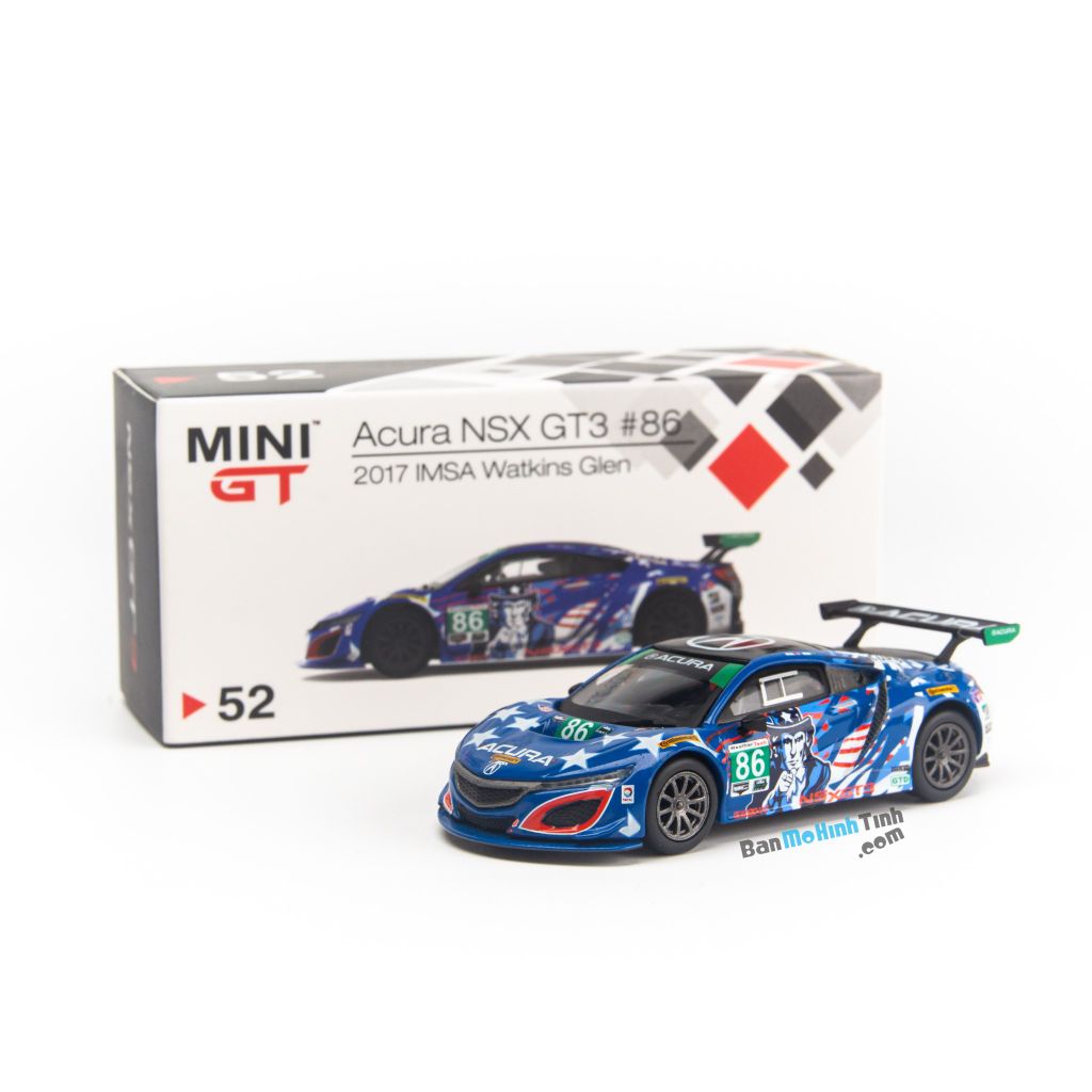 Mô hình xe Acura NSX GT3 2017 IMSA Watkins Glen LHD 1:64 MiniGT No 86