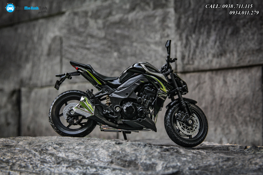 Mô hình xe mô tô Kawasaki Z1000 R Green 1:18 Welly