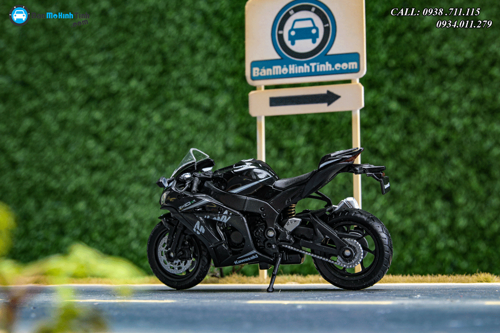 Mô hình xe mô tô Kawasaki Ninja ZX-10R Black 1:18 Welly
