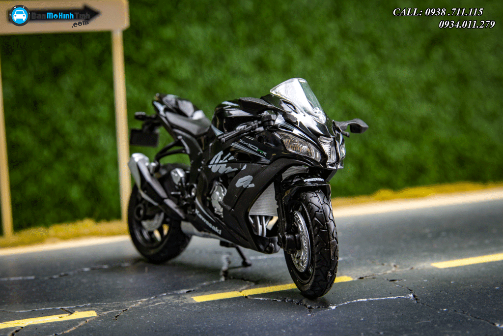 Mô hình xe mô tô Kawasaki Ninja ZX-10R Black 1:18 Welly