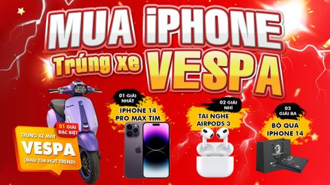 Mua iPhone - Trúng ngay xe Vespa màu tím và iPhone 14 Pro Max tại Sang Mobile !