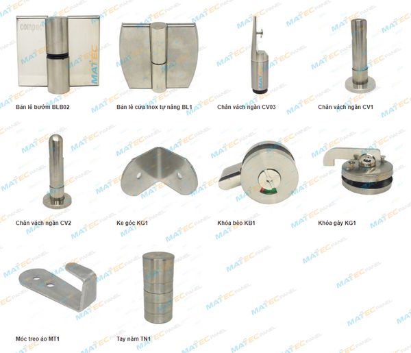 phụ kiện inox vách ngăn vệ sinh