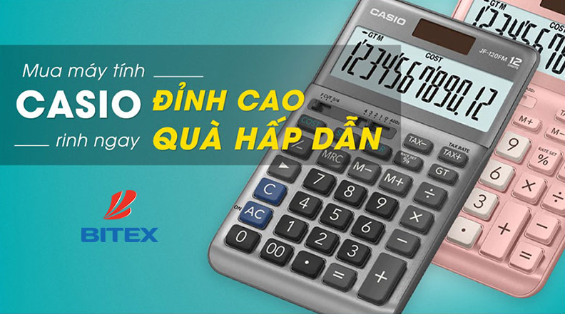 Mua máy tính Casio tặng túi đeo chéo hoặc hộp bút gel