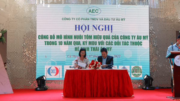Hội nghị công bố mô hình nuôi tôm hiệu quả của Âu Mỹ AEC trong 10 năm qua, ký MOU với các đối tác thuộc hệ sinh thái Âu Mỹ