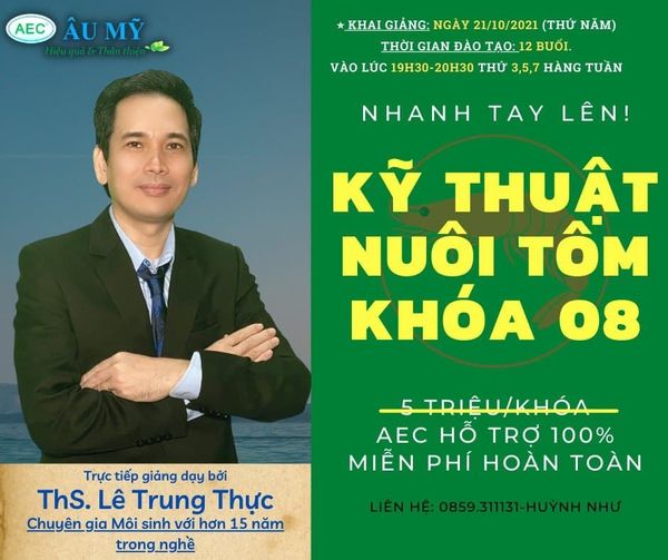 THÔNG BÁO Về chương trình đào tạo “Kỹ thuật nuôi Tôm khóa 08”