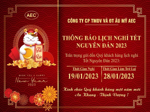 THÔNG BÁO THỜI GIAN NGHỈ TẾT NGUYÊN ĐÁN QUÝ MÃO 2023