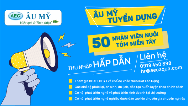 Tuyển dụng nhân viên nuôi tôm khu vực các tỉnh miền Tây