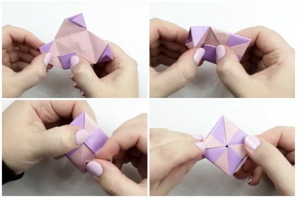 Hoàn thành các bước làm bông tai origami cơ bản