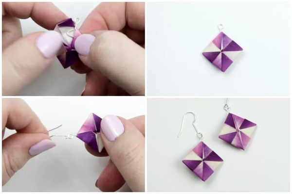 Cách làm bông tai Origami cực xịn xò