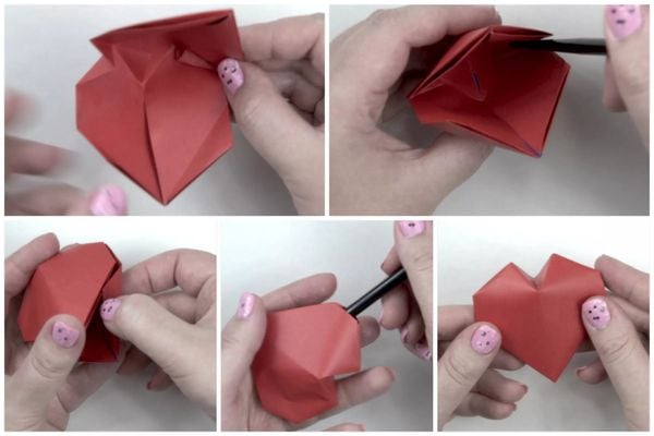 Kết thúc cách làm trái tim origami