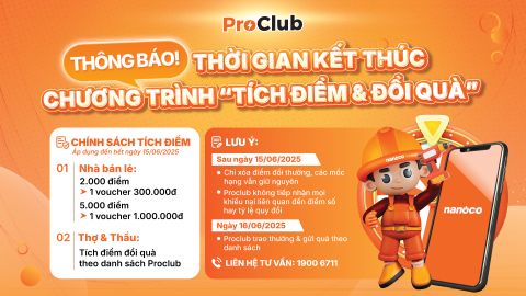 THÔNG BÁO THỜI GIAN KẾT THÚC CHƯƠNG TRÌNH “TÍCH ĐIỂM & ĐỔI QUÀ” PROCLUB