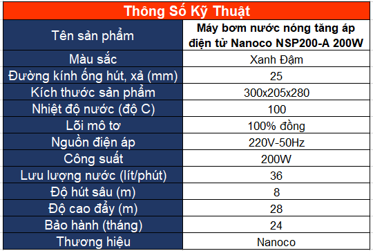 máy bơm nước nóng tăng áp 200w