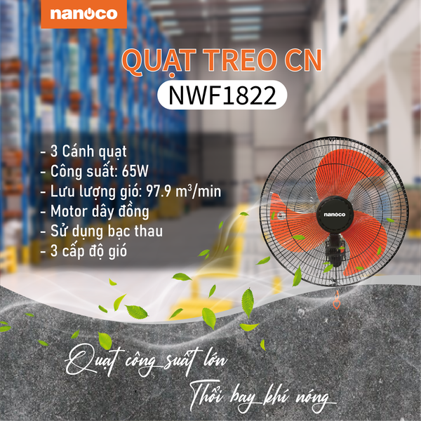 Quạt treo tường Nanoco NWF1822