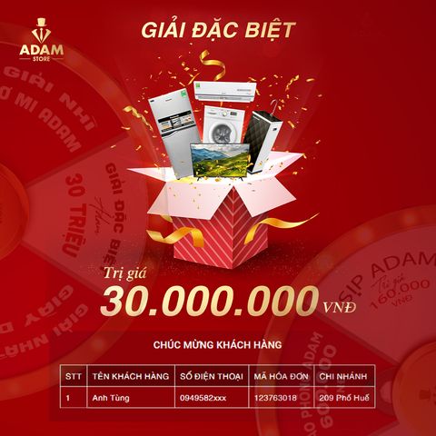 CÔNG BỐ NGƯỜI TRÚNG GIẢI ĐẶC BIỆT CHƯƠNG TRÌNH 