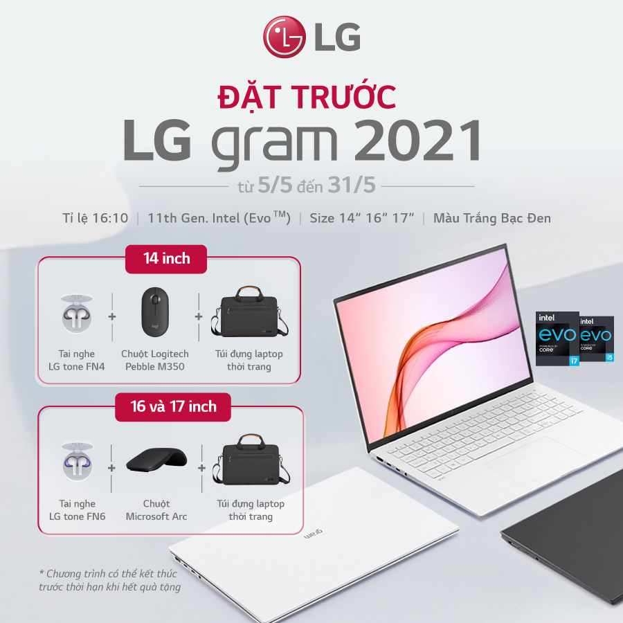Đặt Trước LG gram 2021 Nhận Quà Thời Trang