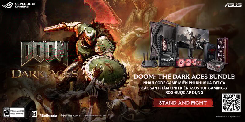 TẶNG CODE GAME DOOM trị giá 1,630,000đ VÀ CƠ HỘI BỐC THĂM TRÚNG THƯỞNG BỘ PC LẮP RÁP KHI MUA LINH KIỆN ASUS