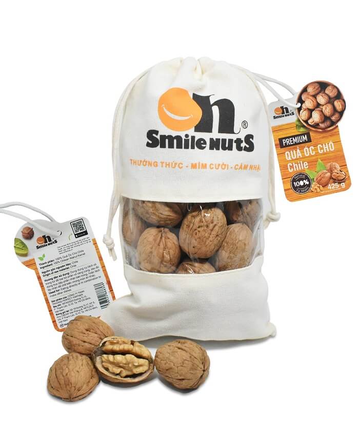 Túi hạt Óc chó Chile Smilenuts 425g