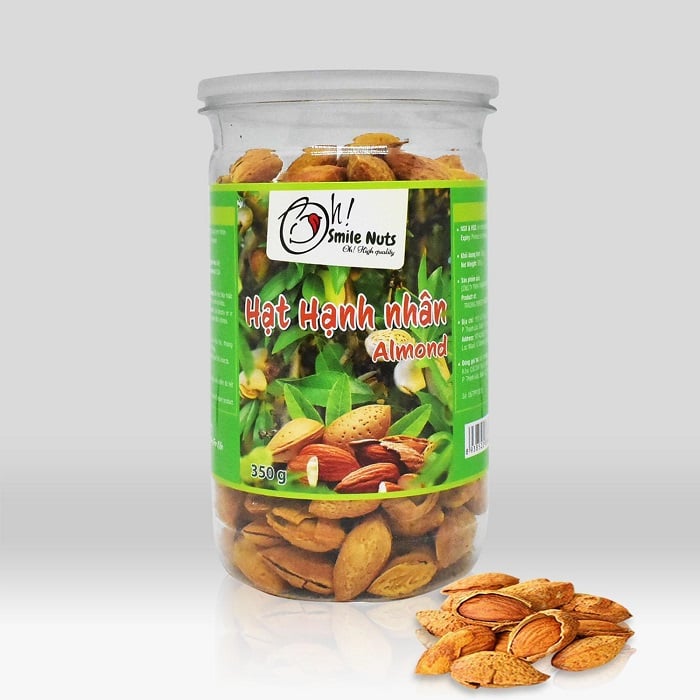 Hộp hạt Hạnh nhân nguyên vỏ rang bơ Mỹ Smile Nuts hộp 350g
