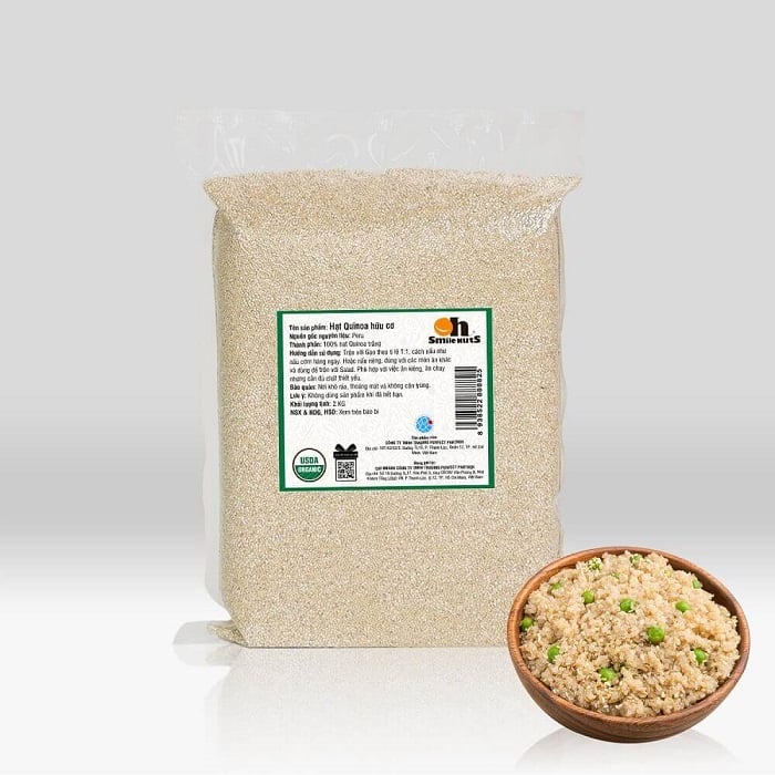 Túi 2kg hạt Quinoa hữu cơ Smile Nuts nhập khẩu từ Peru