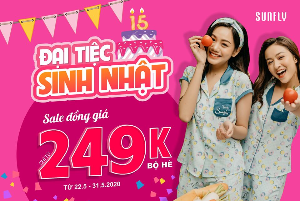 Mừng sinh nhật 15 năm Sunfly mở đại tiệc sale đồng giá từ 249k