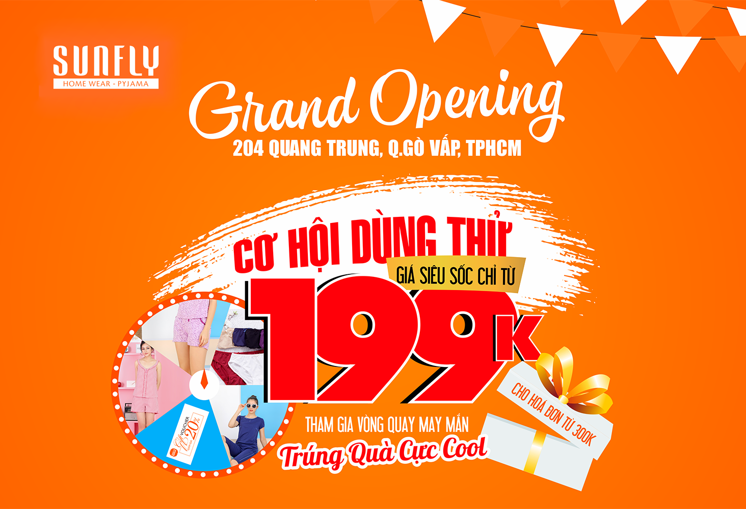 Sunfly chào Sài Gòn - Grand opening showroom 204 Quang Trung, Gò Vấp – Ưu đãi dùng thử chỉ 199K ngày khai trương + Quà tặng siêu kool