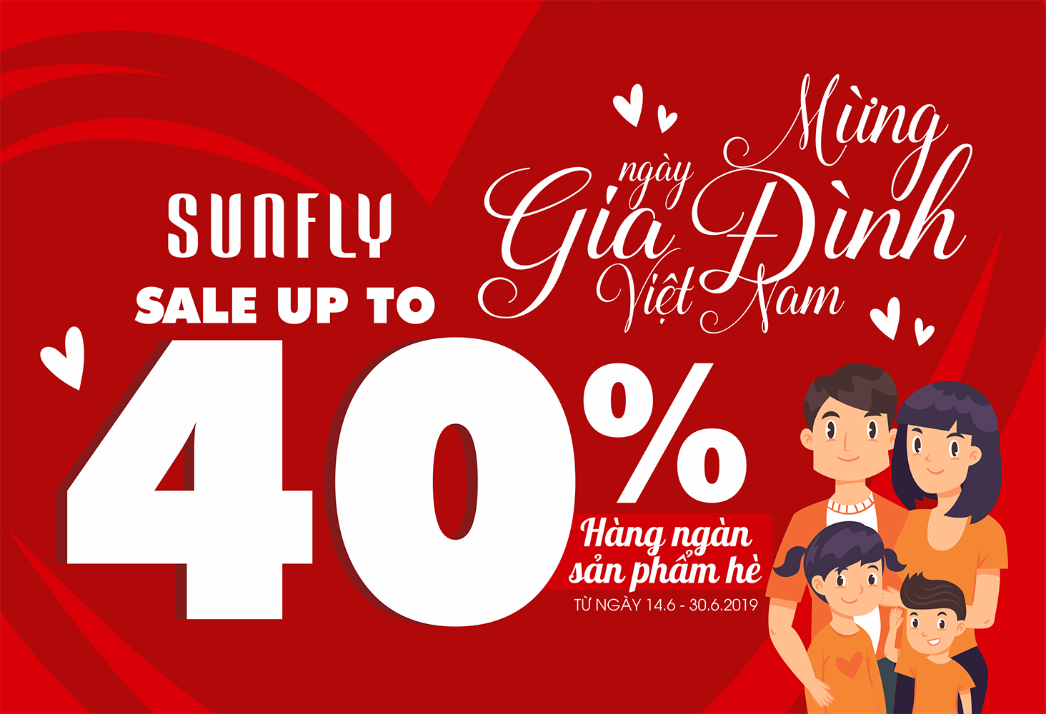 Mừng ngày gia đình Việt Nam, Sunfly sale cực lớn lên đến 40% hàng ngàn sản phẩm