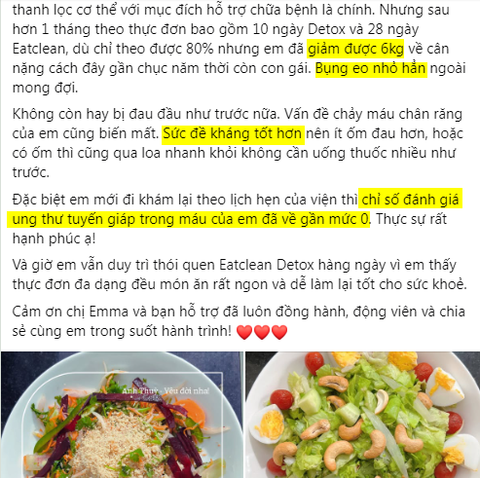 Giảm 6kg, bụng nhỏ hẳn, sức đề kháng tốt hơn