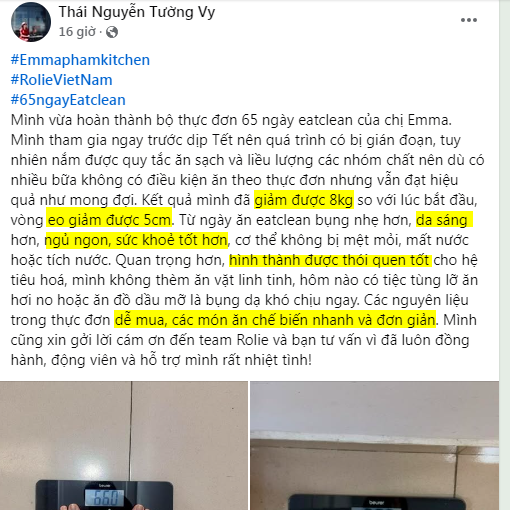 Giảm 8kg, bụng nhẹ hơn, da sáng hơn, ngủ ngon, sức khoẻ tốt hơn