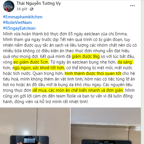 Giảm 8kg, bụng nhẹ hơn, da sáng hơn, ngủ ngon, sức khoẻ tốt hơn