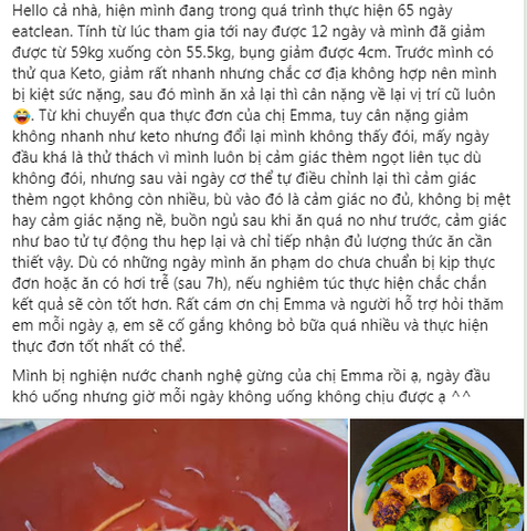 12 ngày giảm 4kg và 4cm bụng, không bị mệt hay nặng nề