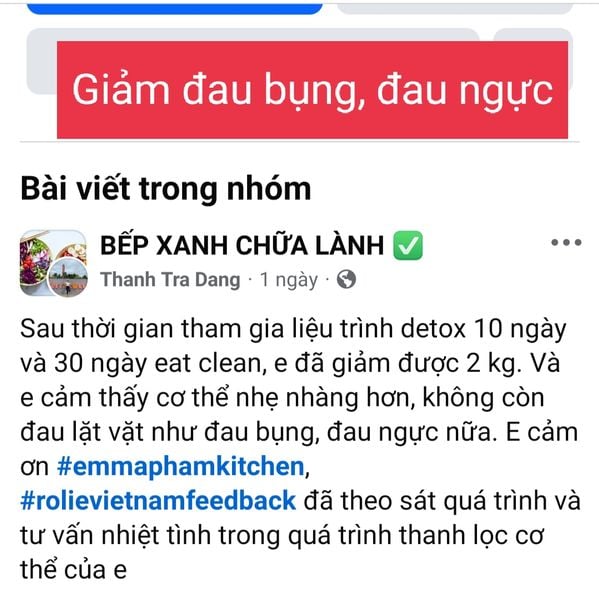 Giảm 2kg, không còn đau ngực, bụng nữa