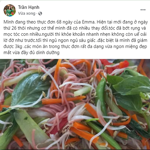 Tóc bớt rụng, khỏe khoắn nhanh nhẹn, ngủ ngon sâu giấc, giảm 3kg