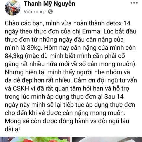 eat clean giảm gần 5kg, người nhẹ nhõm và da dẻ đẹp hơn