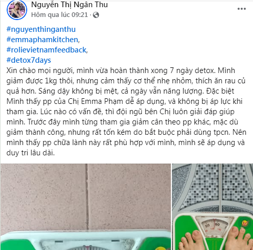 cơ thể nhẹ nhõm, tràn đầy năng lượng, thích ăn rau củ quả hơn