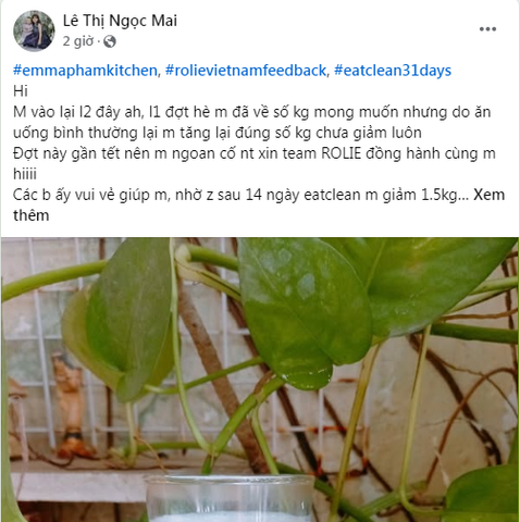 Giảm 1.5kg sau 14 ngày eat clean