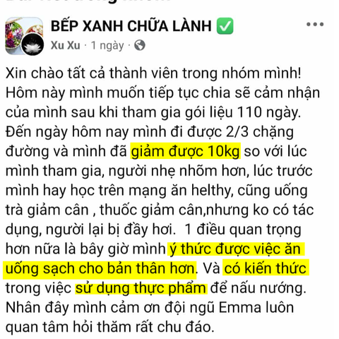 eat clean giảm 10kg, người nhẹ nhõm hơn