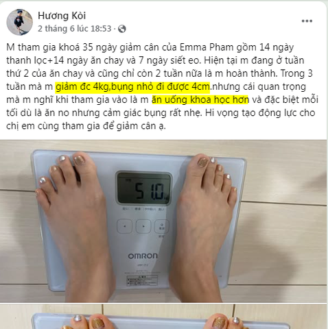 Giảm 4kg, 4cm bụng