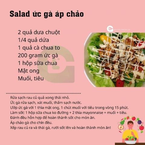 Công thức salad ức gà áp chảo