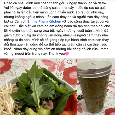 Sau 17 ngày detox giảm 2 kg, người tràn đầy năng lượng