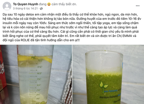 Detox - tiểu đường - cơ thể khoẻ hơn, tiểu đường, giảm số đơn vị tiêm insulin, ngủ ngon, da mịn hơn