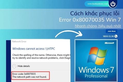 Cách khắc phục lỗi Error 0x80070035 Win 7 nhanh chóng, hiệu quả nhất