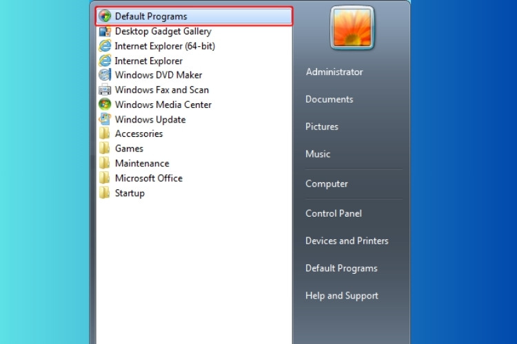 Trong cửa sổ "Chương trình mặc định" chọn Liên kết