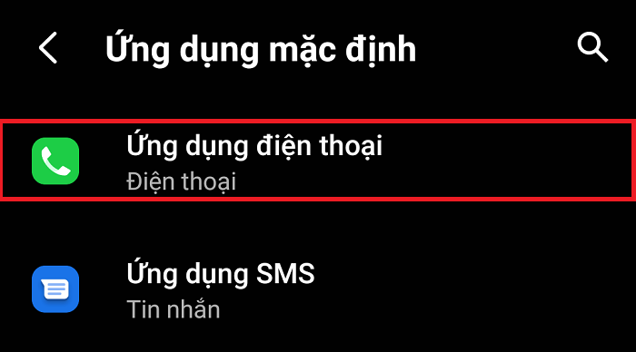 Kích hoạt ứng dụng gọi điện mặc định