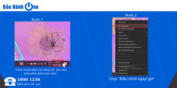 Bước đầu chỉnh ngày trên Win