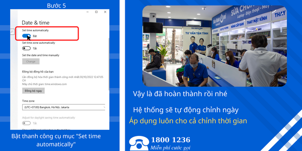 Hoàn tất điều chỉnh ngày trên Win
