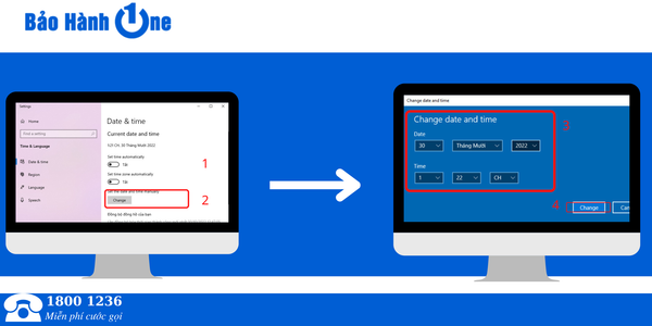 Thực hiện chỉnh ngày thủ công