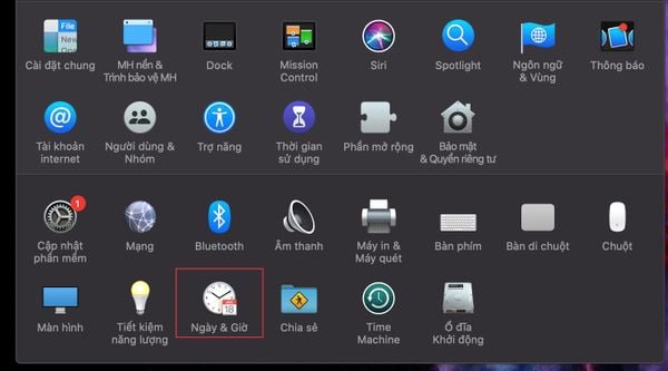 Chọn mục Ngày & Giờ