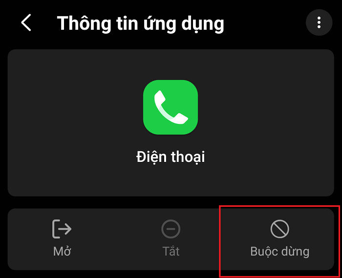 Buộc dừng ứng dụng