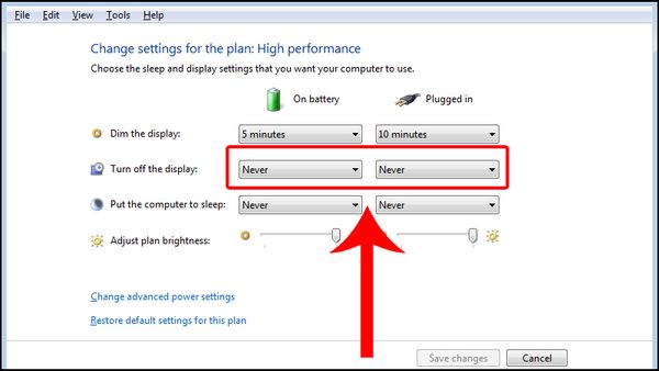 cách để laptop không tắt màn hình win 7