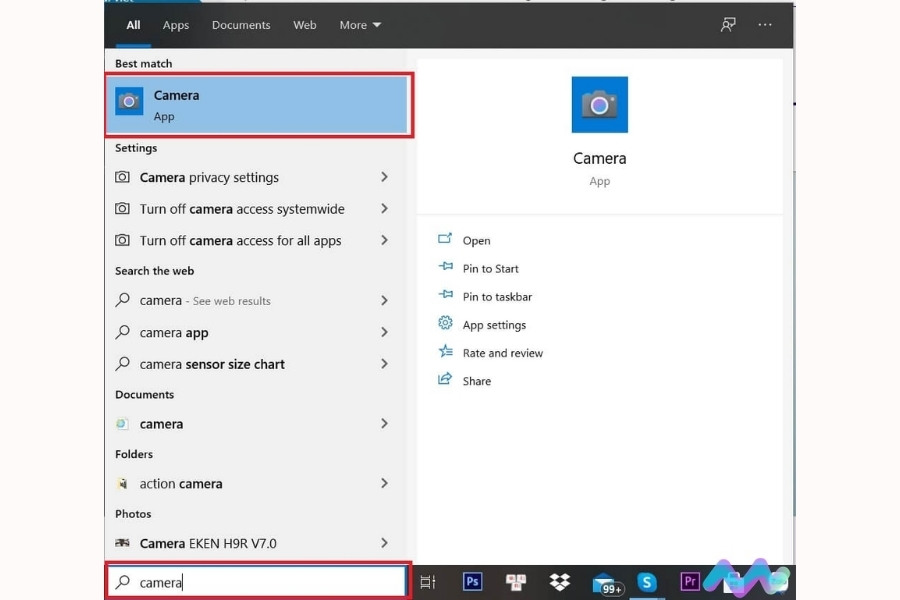 Sử dụng camera mặc định trên laptop